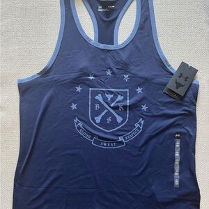 Project Rock Under Armour Dark Blue and Sky Blue Athletic Tank